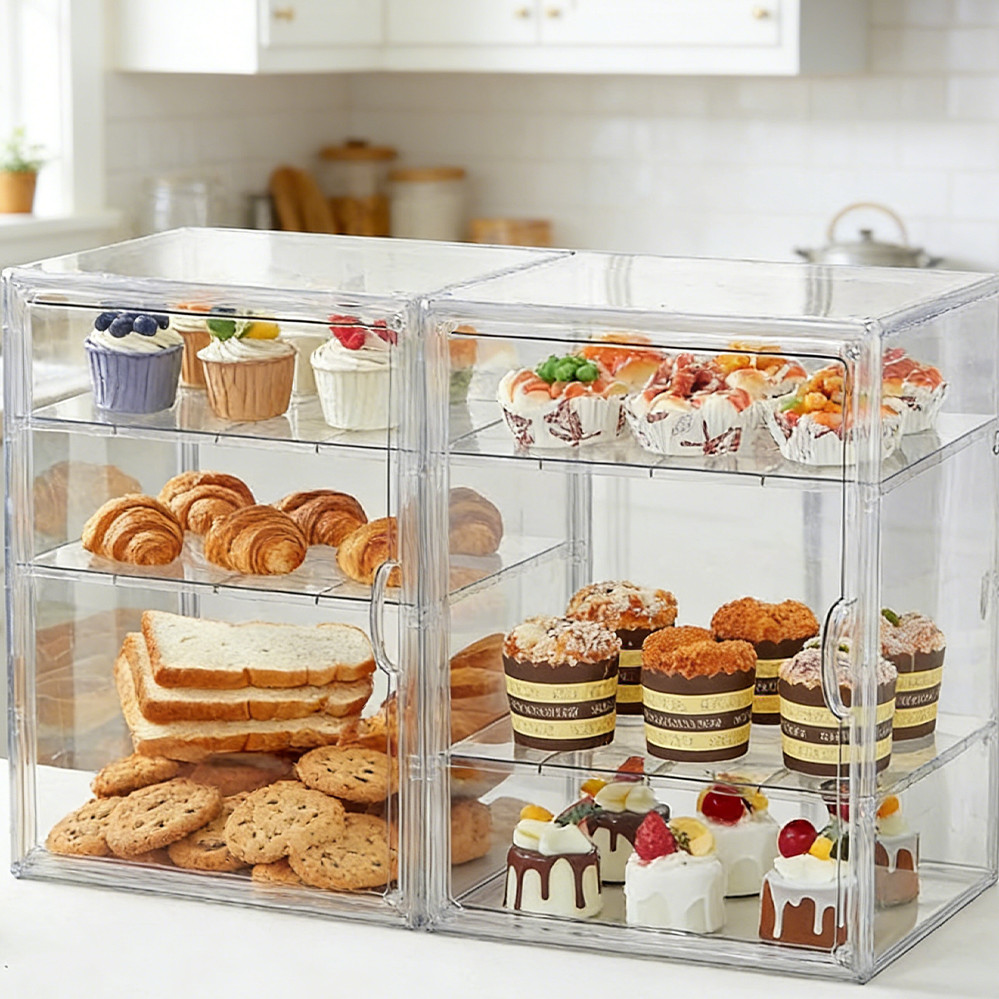 4 Layers 3 Layers Magnetic Food Bread Dustproof Show Rack Acrylic ...