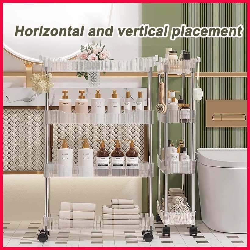 ☢ Transparent Trolley Cart Comfort Room Corner Organizer Rack Bathroom ...