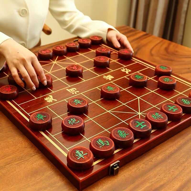 Chess Solid Wood with Wooden Chessboard Student Mark Red Rose Pear ...