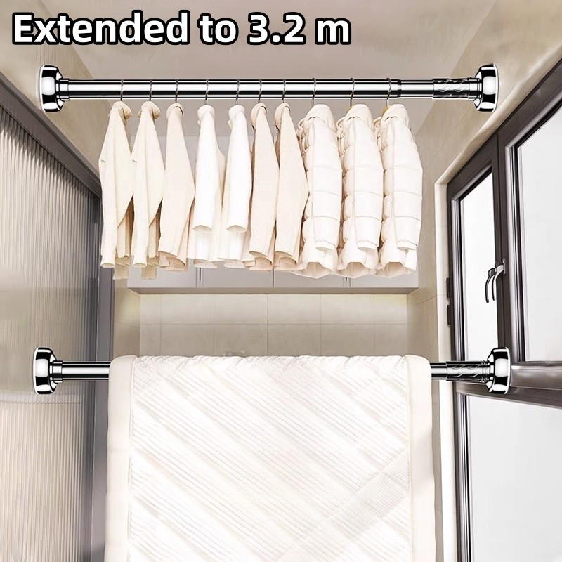 Stainless curtain rod telescopic rod for hanging cloth adjustable rod ...