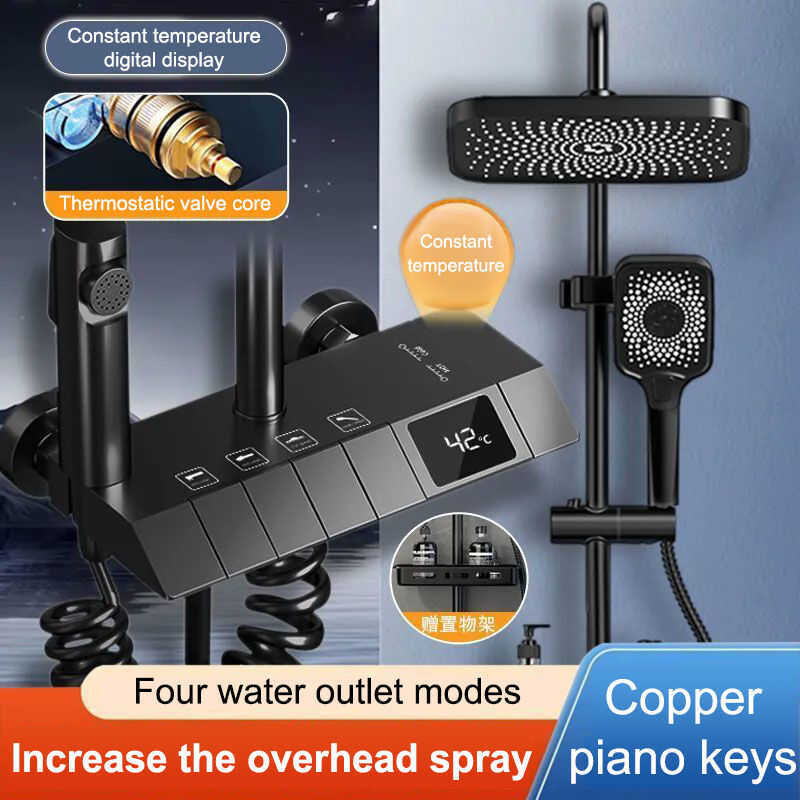 Shower Set Piano Key Digital Display Shower Set 304 Stainless Steel Hot ...