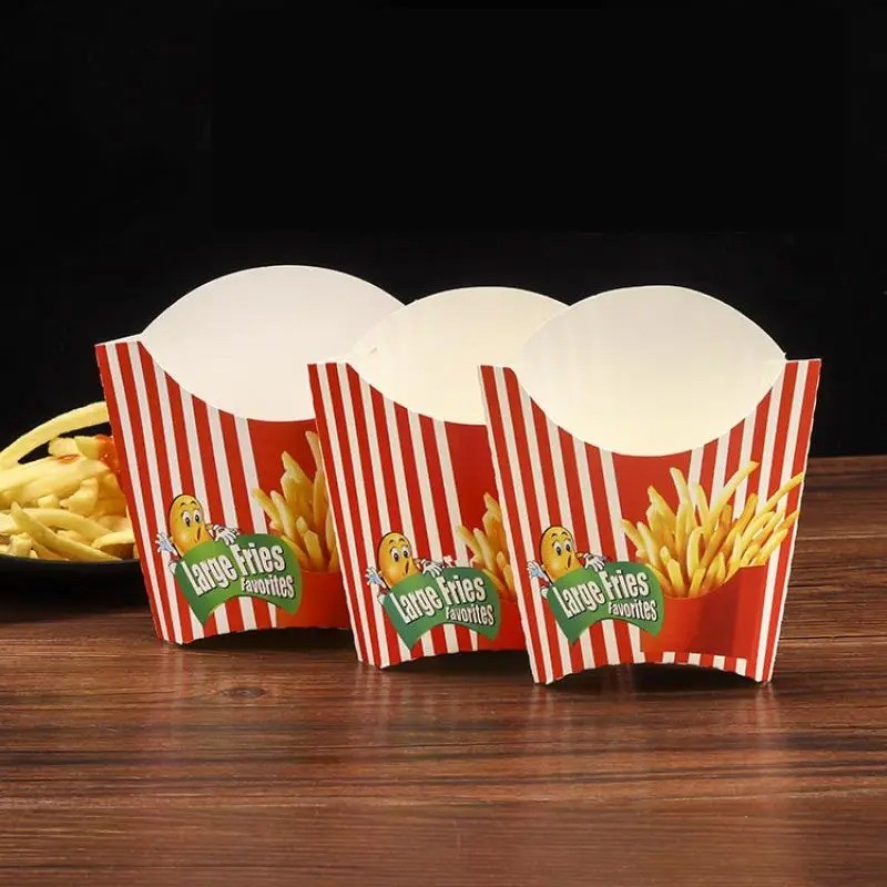 50PCS Eco-friendly Disposable Paper French Fries Potato Chips Paper Box ...