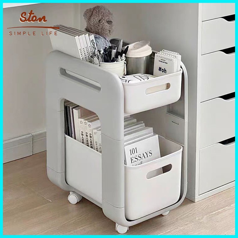 STON Desktop storage Bookshelf School bag rack Layered rack organizer ...