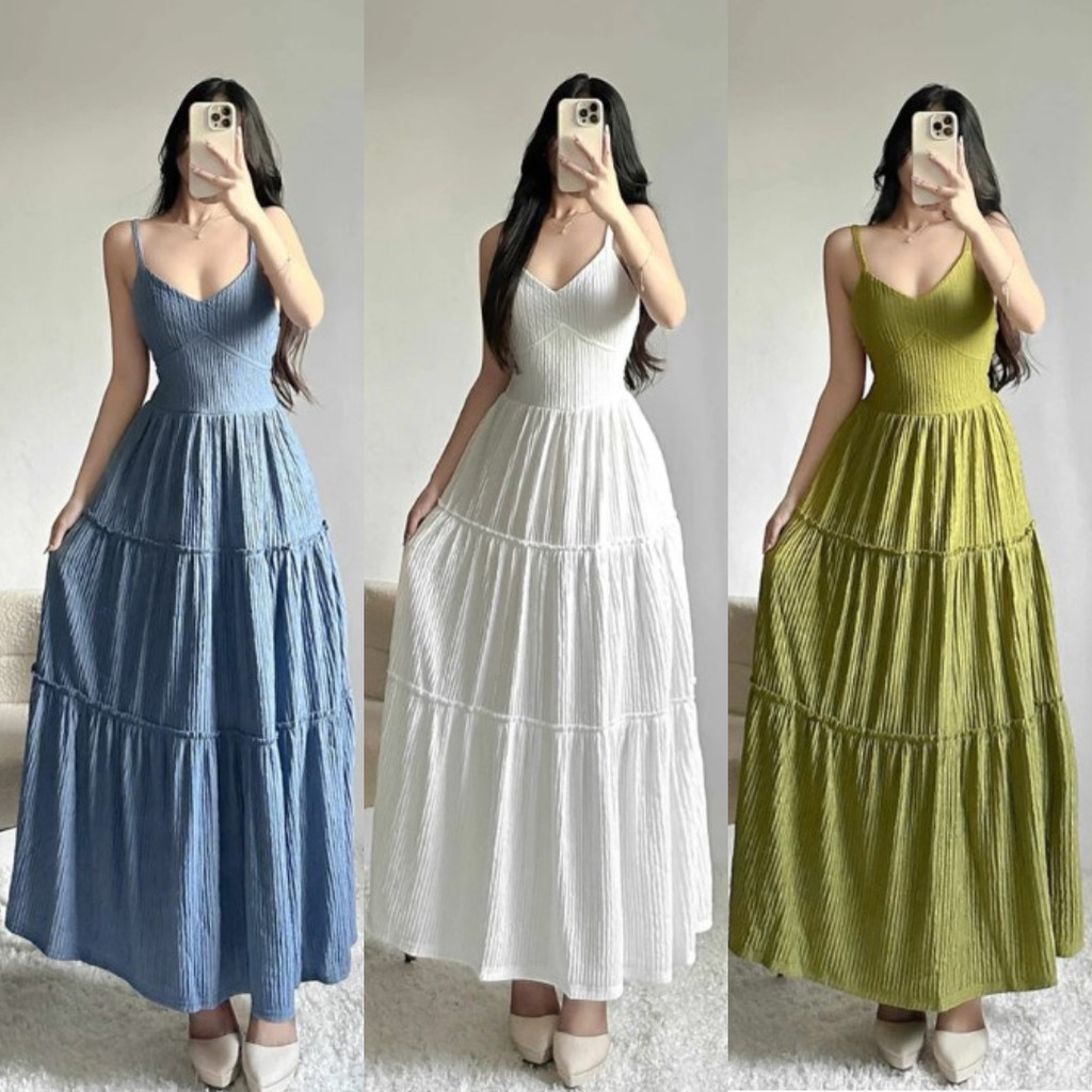 online_ph】IVA Fashion Women's Layered Flowy Sleeveless Plain long Dress ...