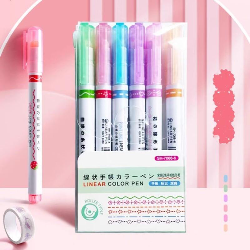 6Pcs/Set Curve Pen Flower-shaped Outline Pen Line Shaped Highlighter ...