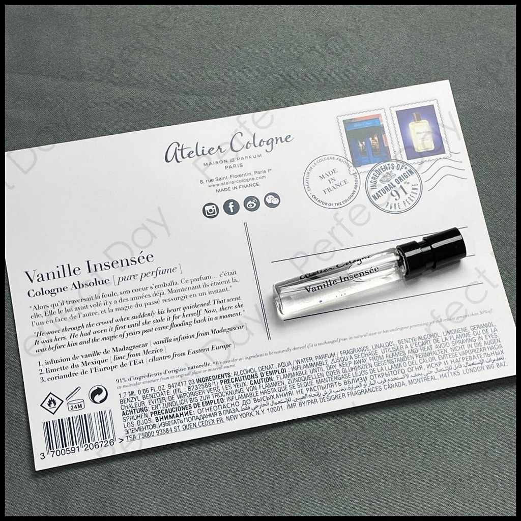 「Perfume Sample」Atelier Cologne Vanille Insensee, 2011 2ML | Shopee ...