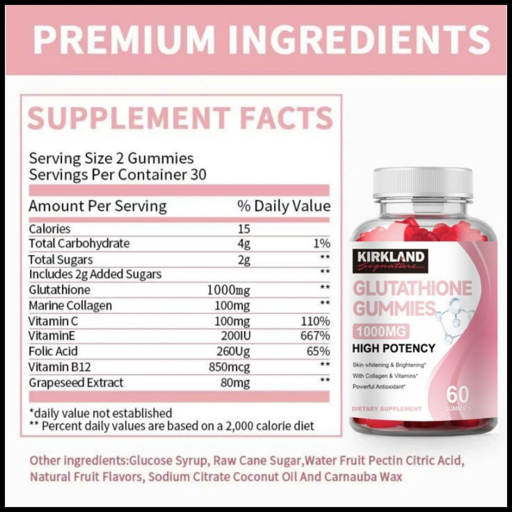 kirkland glutathione gummies ❖ ✟ KIRKLAND Glutathione Gummies 500mg with Vitamins & Collagen for Skin  Whitening, Anti-Aging