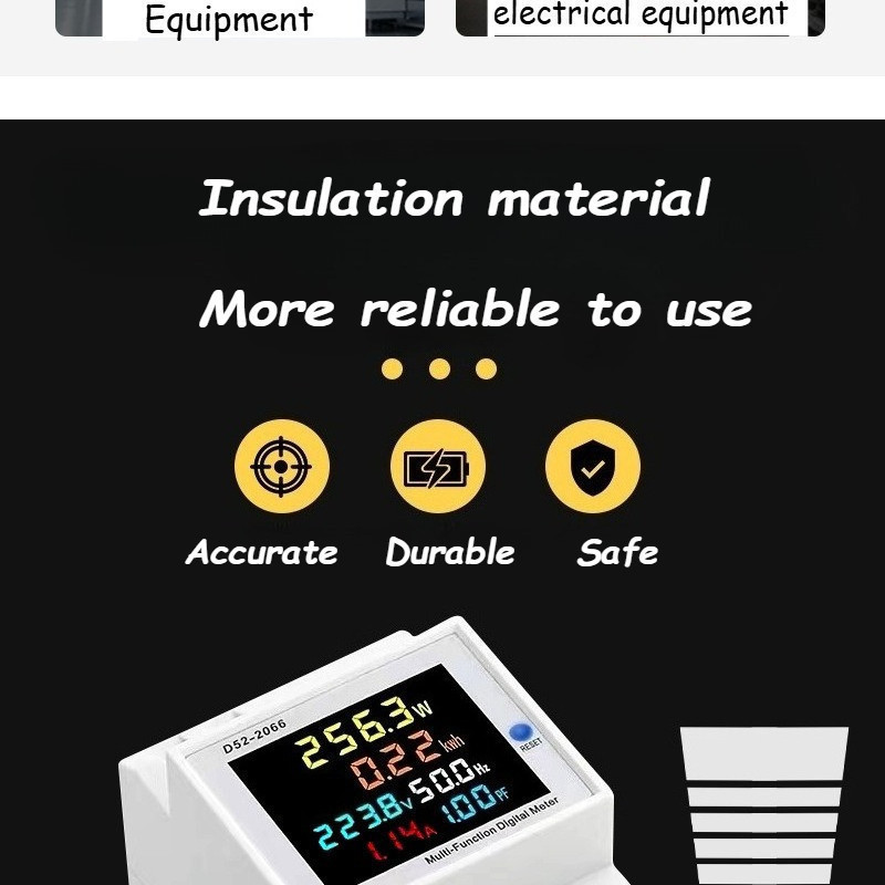 D52-2066 AC Monitor 6-in-1 Household Electricity Meter DIN Rail 110V ...