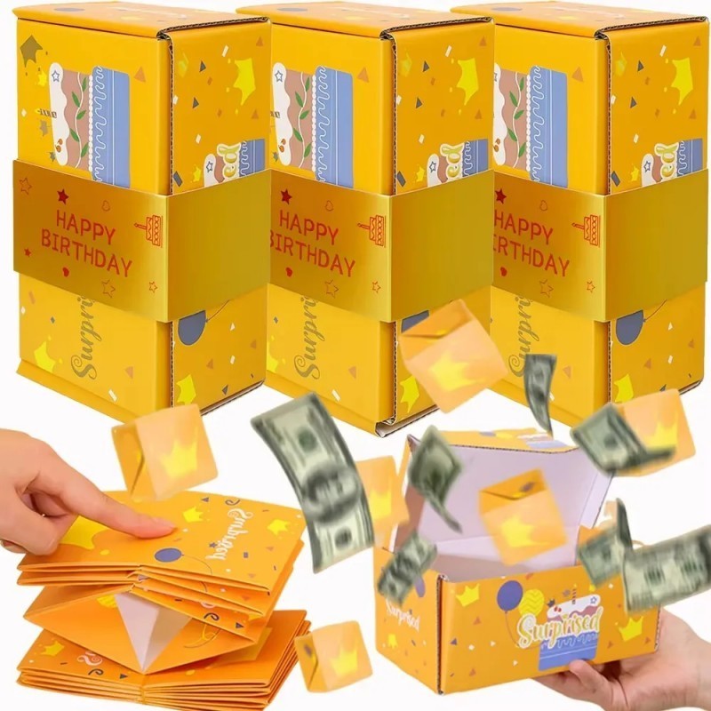 Money Surprise Bounce Box DIY Folding Paper Box Cash Explosion Gift ...