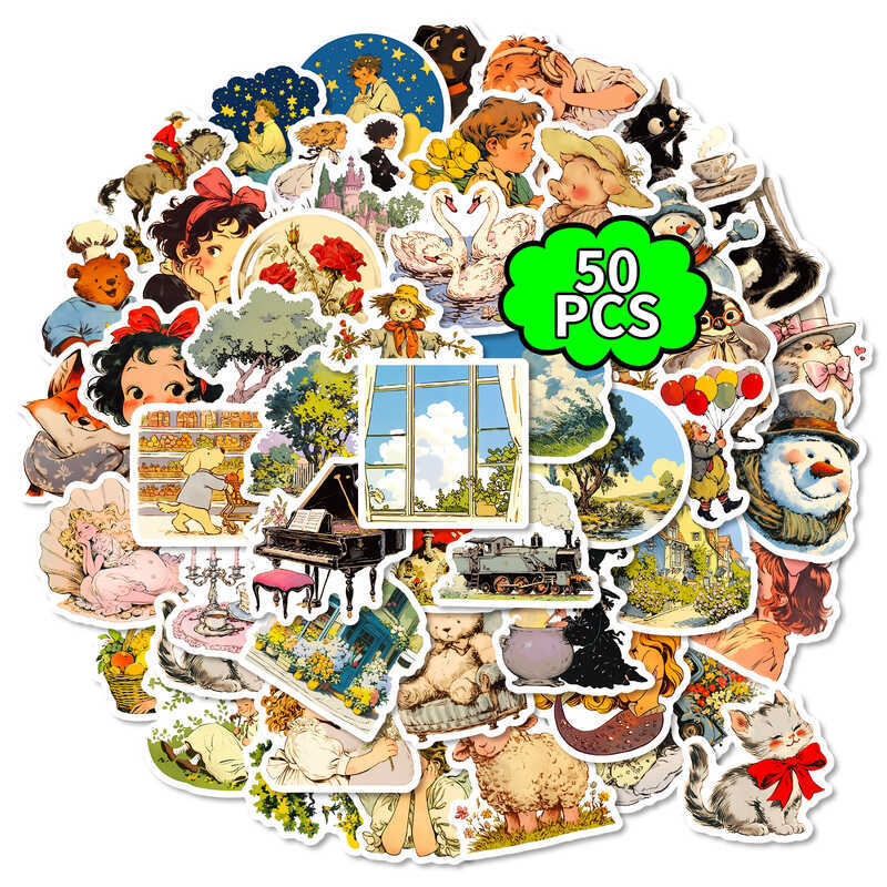 New cross-border 50-piece Japanese-style fairy tale cartoon graffiti ...