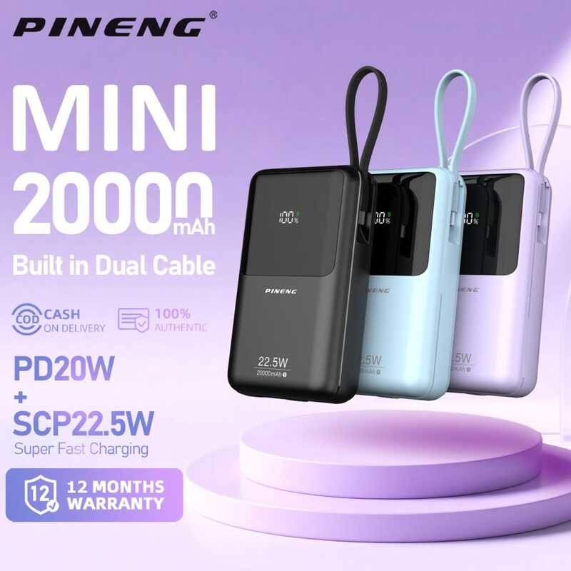 PINENG 892 PD 20000Mah Power Bank With Built-In Type-C&Iphone Fast ...