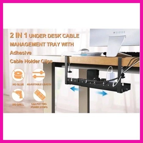 Under Table Wire Organizer No-Drill Cable Management Under Table ...