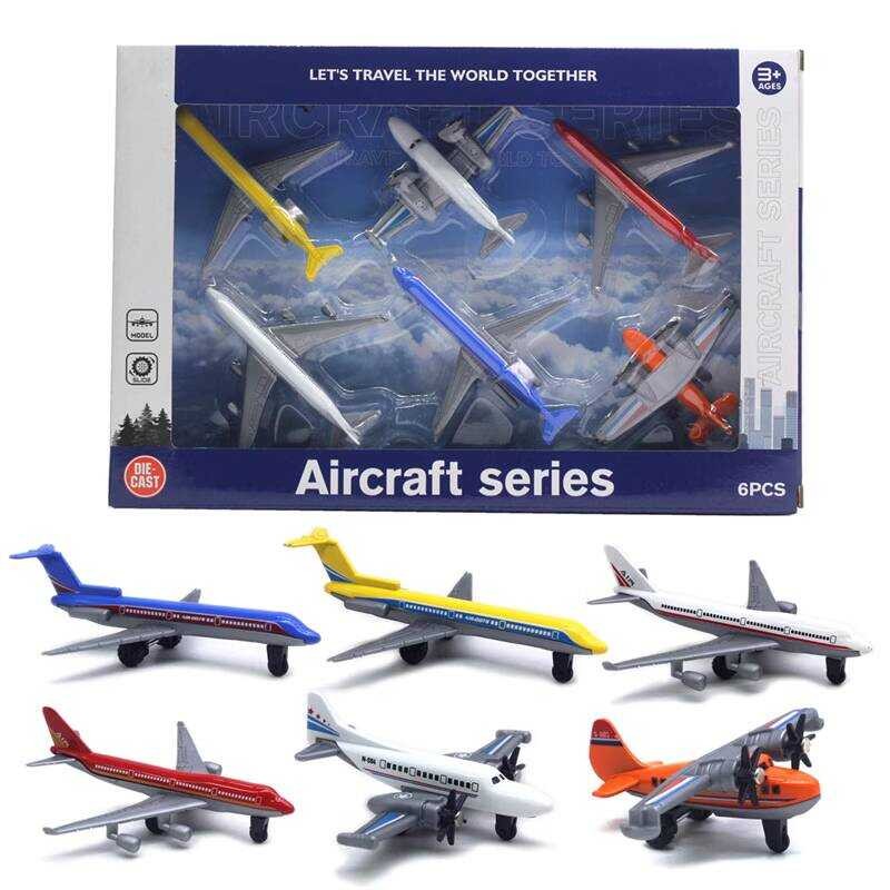 6 Models Alloy Mini Model Set - Passenger Plane, Glider, Fighter Jet ...