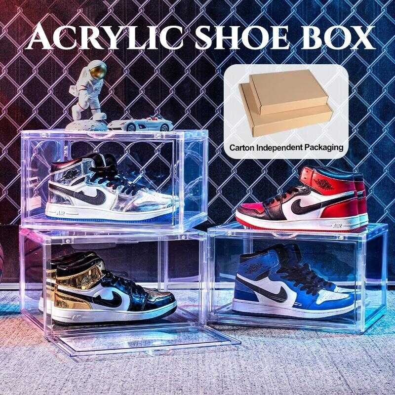 Heavy Duty Transparent Acrylic Sneaker Shoes Rack Storage Box Organizer ...