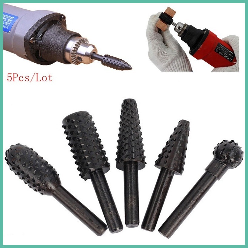 5Pcs HSS Rotary Files Burr Drill Rotating Thorn Head Electric Rotary ...