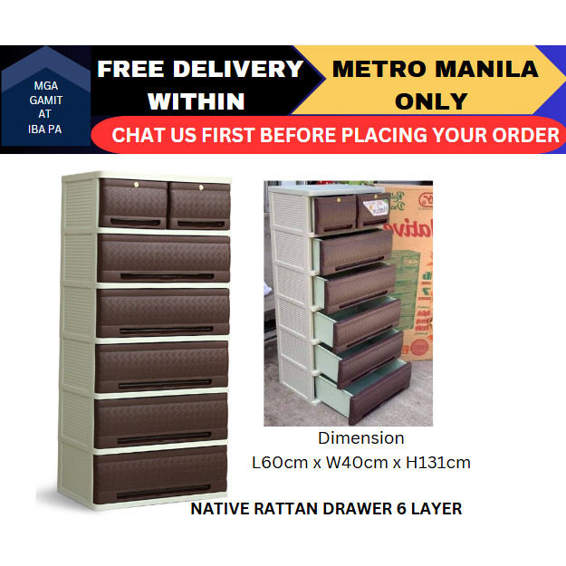 ZOOEY - NATIVE RATTAN DRAWER 6 LAYER ( FREE DELIVERY WITHIN METRO ...