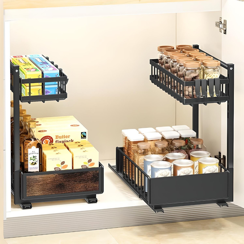 Kitchen Storage Rack Under Sink Kitchen Organzier Adjustable Pullout ...