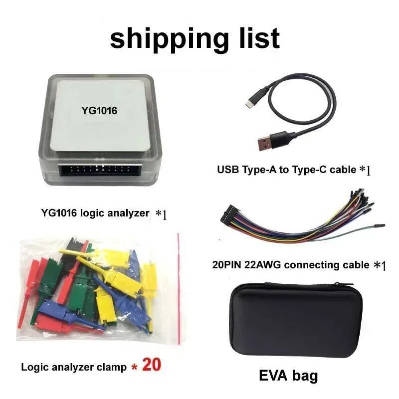 YG1016 New Mini Type-C USB Logic16 100MHz 16 Channel Logic Analyzer For ...