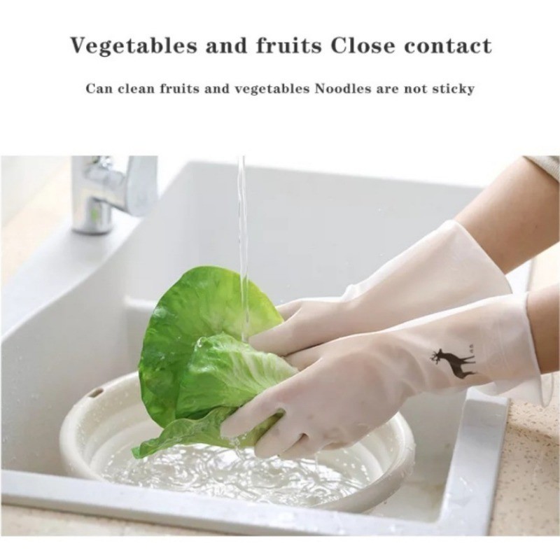 Rubber Dish Washing Gloves Kitchen Waterproof Washing Vegetables Fruit ...