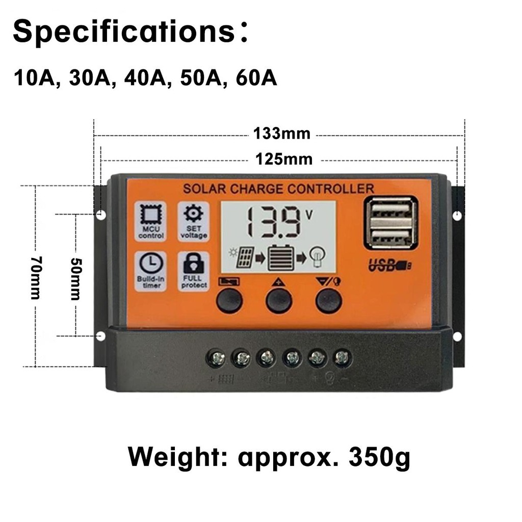 12V 24V Solar Panel Charge Controller 10A 20A 30A 40A 50A 60A Automatic ...