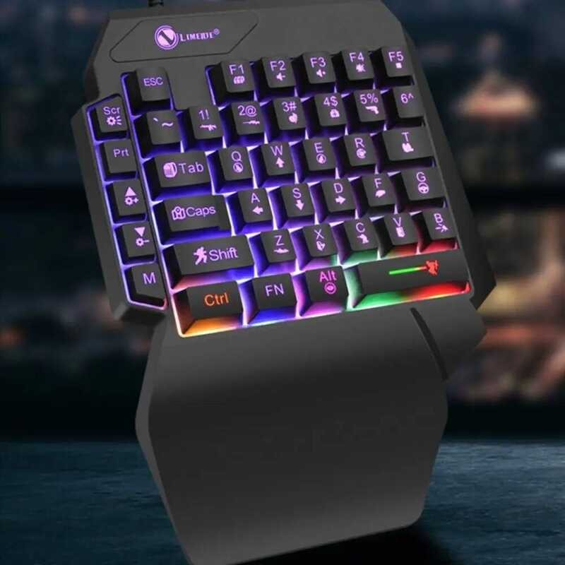Yy Mini One Handedly Luminous Ultra-Slim 35 Keys Backlight Gaming ...