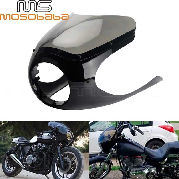 Universal Cafe Racer Cruiser Motorcycle Modified Gloss Black ABS Half ...