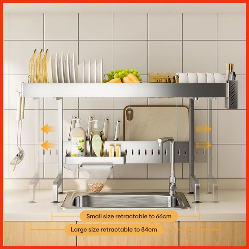 BTY High Quality Dish Drainer Rack Stainless Dish Rack Over The Sink ...