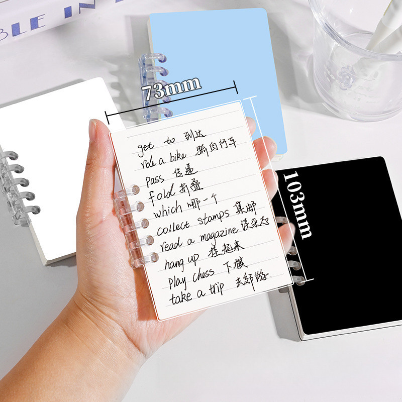 Mini A7 Ring Binder Notebook - 160 Pages, Loose Leaf Pocket Planner ...