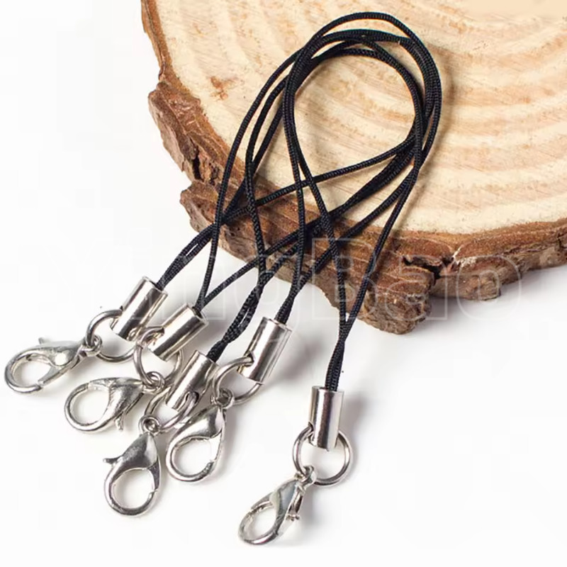 100 PCS Keychain String with Lobster Clasp, Nylon Wrist Straps, Cell ...