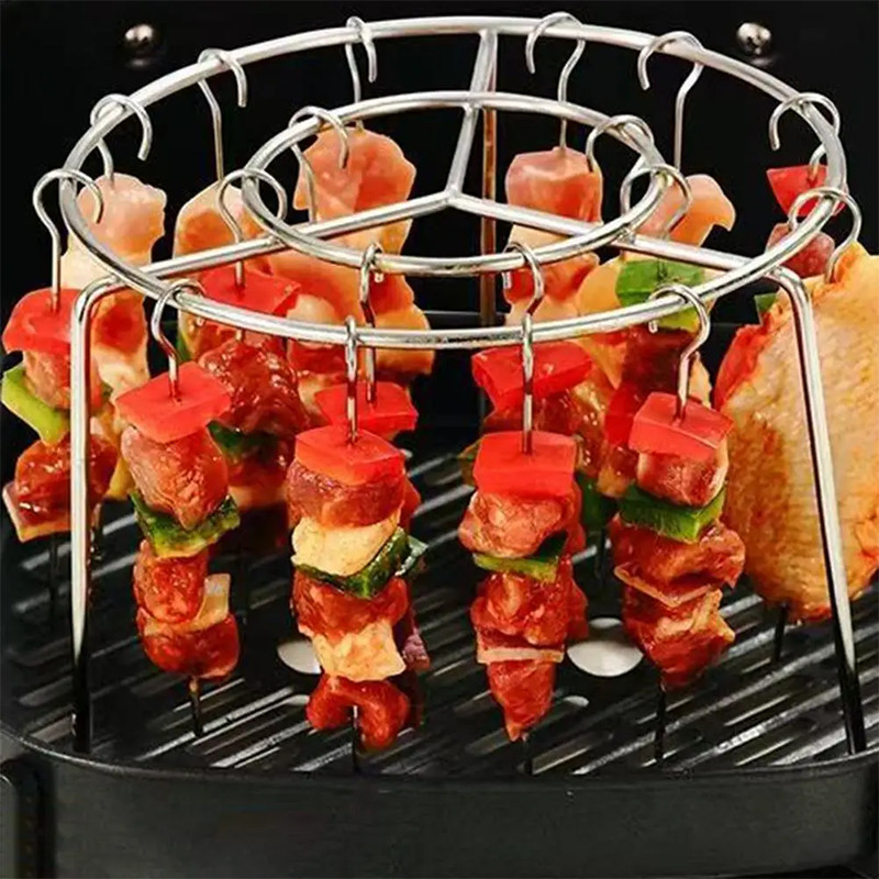 Hanging Kebab Rack Air Fryer Skewer Rack Round Vertical Stainless Steel ...