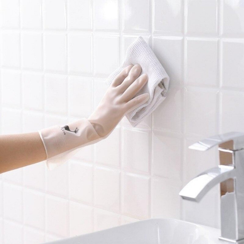 Rubber Dish Washing Gloves Kitchen Waterproof Washing Vegetables Fruit ...
