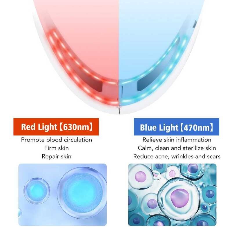 Facial Microcurrent Lifting Device LED Photon Red Blue Light Therapy ...