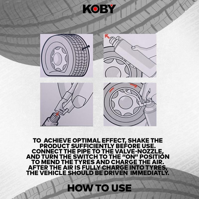 KOBY TIRE SEALER AND INFLATOR 450ML 1PC EMERGENCY RUBBER TYRE INFLATOR ...