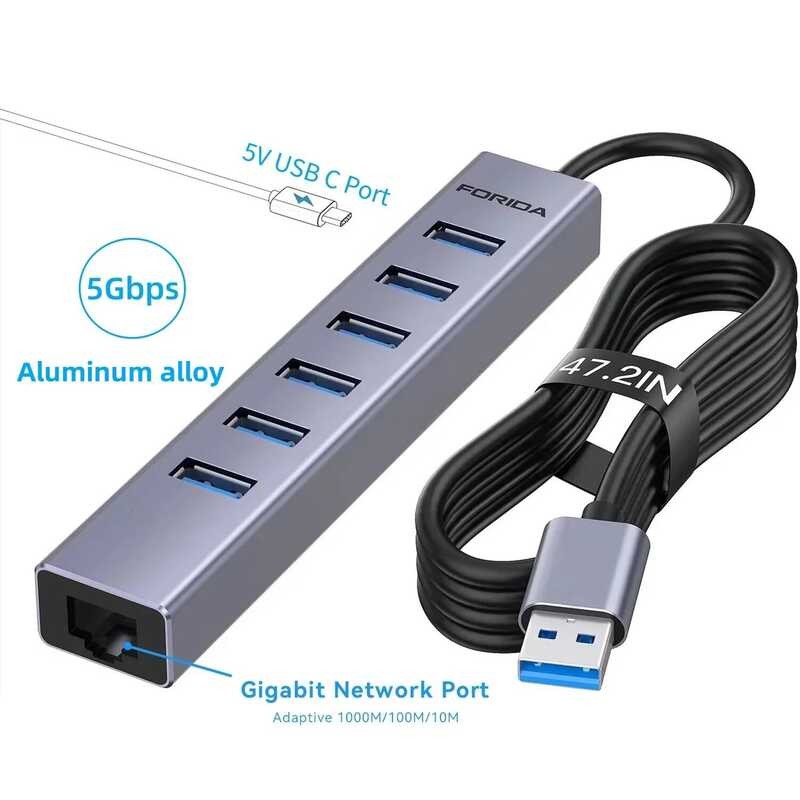 FORIDA 2 F7 8 In 1 Aluminum Docking Station USB C Hub A 3.0 1000Mbps ...