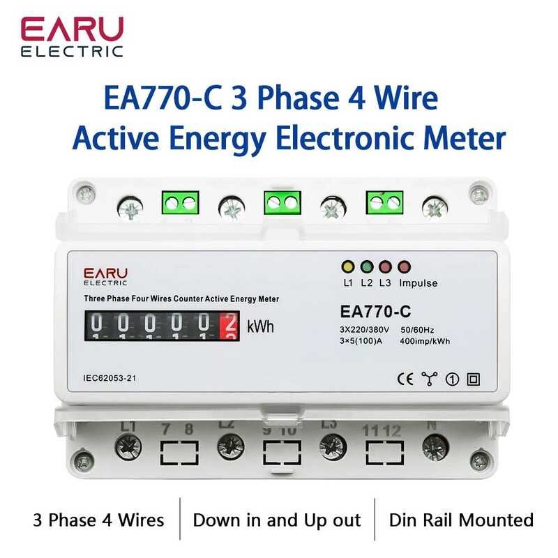 3*220V/380V Three Phase Four Wires Eelectronic Active Energy Meter Kwh ...
