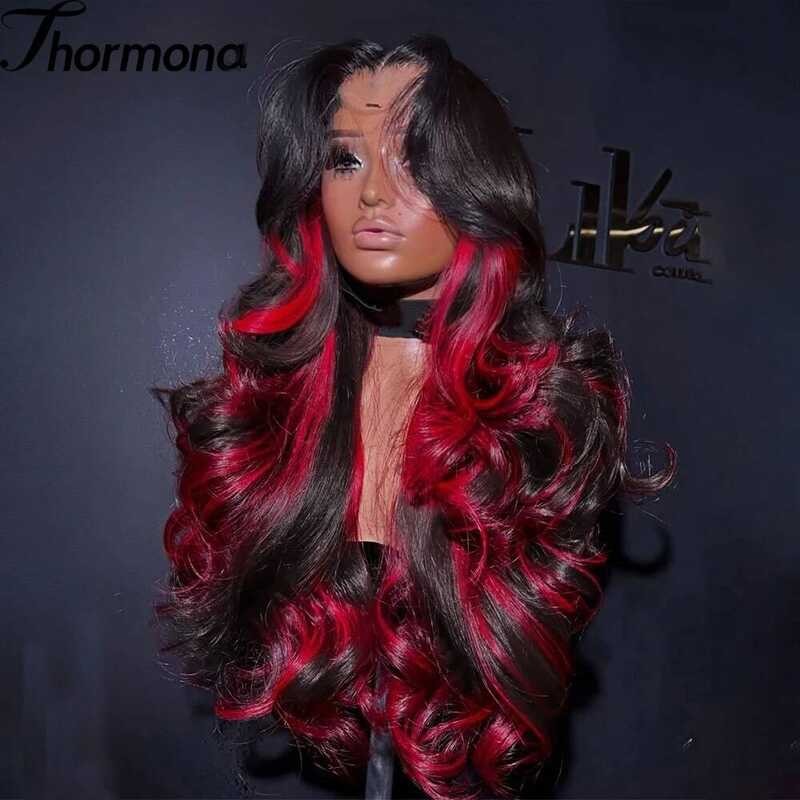 Xj 1B/99J Wave 13X4 Hd Lace Front Highlight Wig Synthetic High Density ...