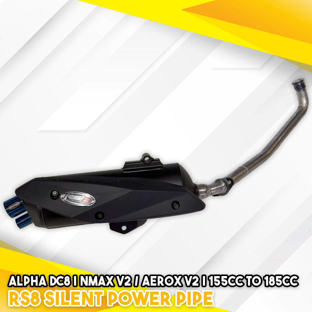 RS8 DC8 ALPHA SILENT POWER PIPE NMAX V2/AEROX V2 & CLICK 125 (155CC ...