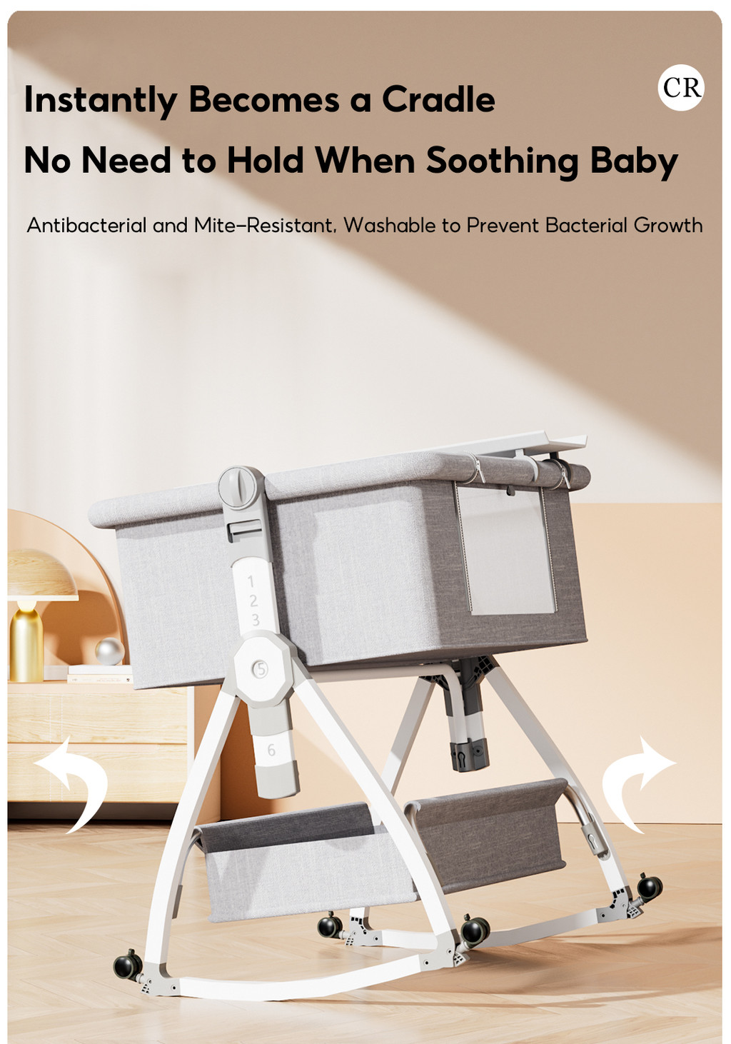Multifunctional Baby Crib Adjustable Rocker Bassinet Bed with Mosquito ...