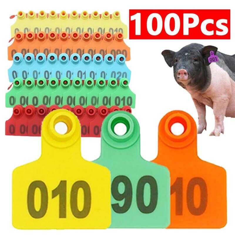 626 100Pcs Animal Ear Tag 001-100 Number Identification Tags Livestock ...