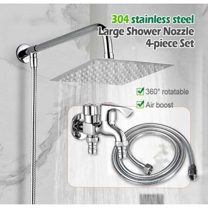 304 Stainless Steel Square Shower Set Bathroom Set Rain Head Wall ...