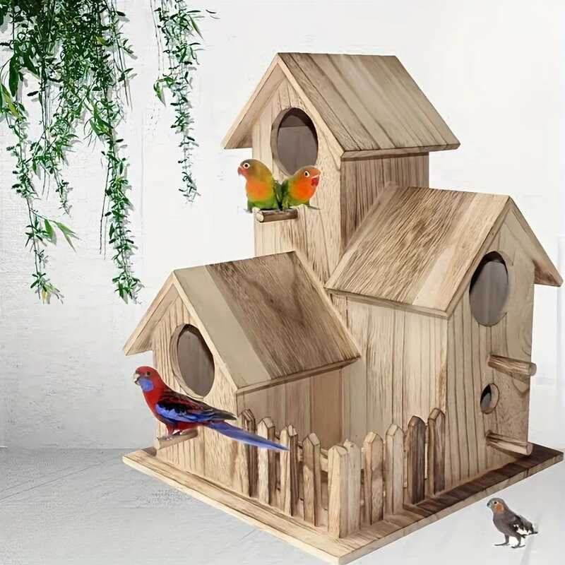 1 Piece Of Cute Bird's Nest, Villa Style Bird House, Parrot Wooden ...
