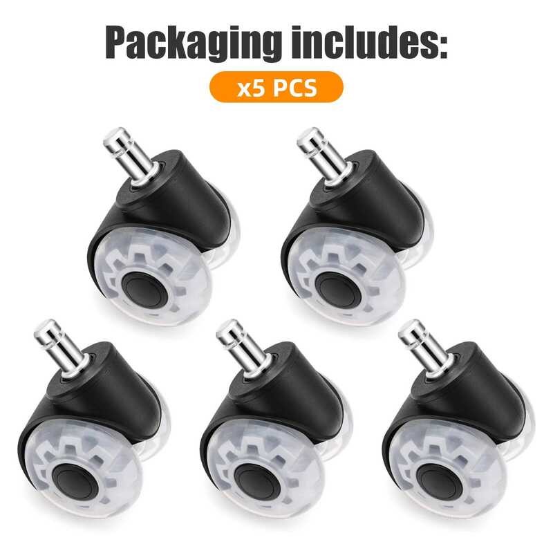 2inch 5pcs Universal Mute Office Chair Wheel Rotating Rubber Safety ...