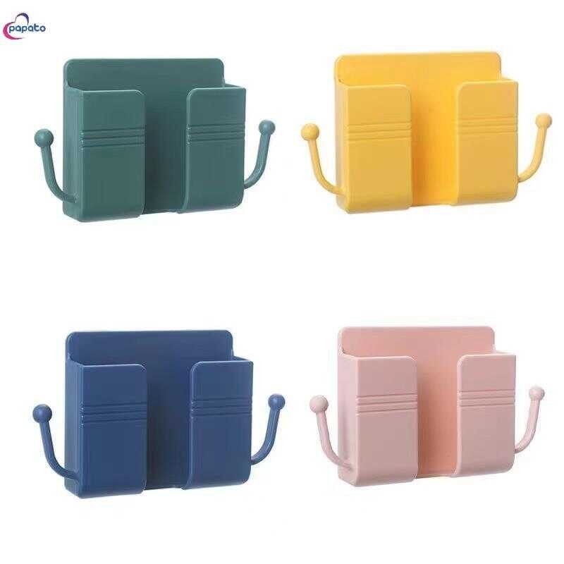 Wall Mounted Phone Holder Organizer Storage Box Remote Control Mobile ...