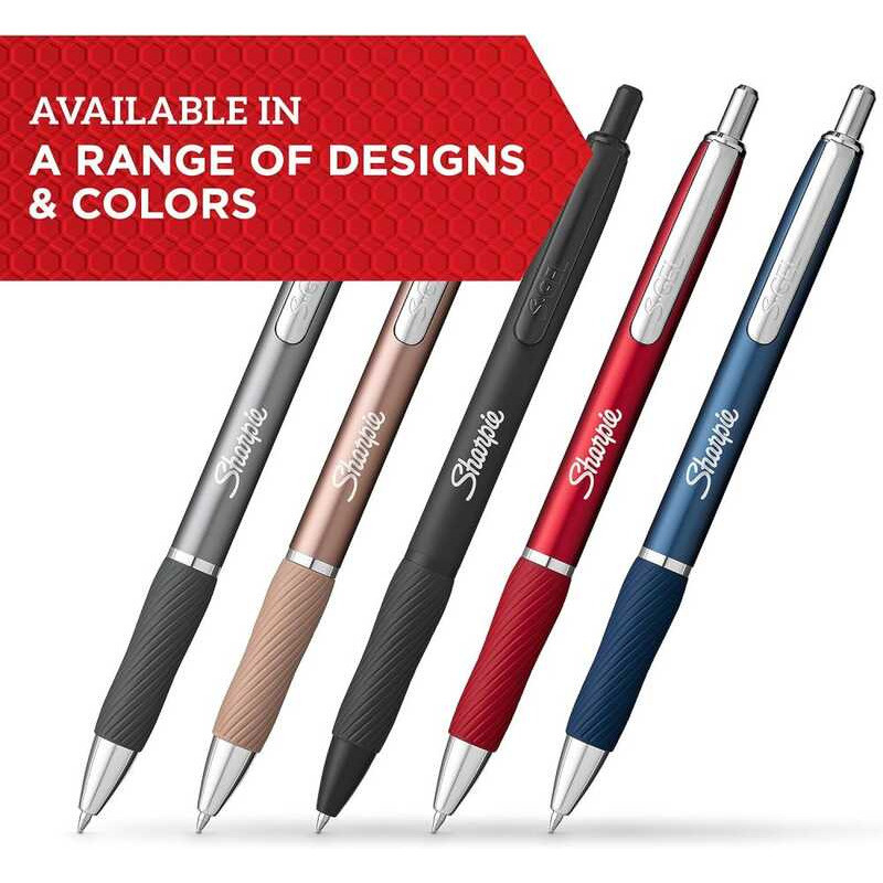 Sharpie S-Gel, Gel Pens, Sleek Metal Barrel, Matte Black, Medium Point ...
