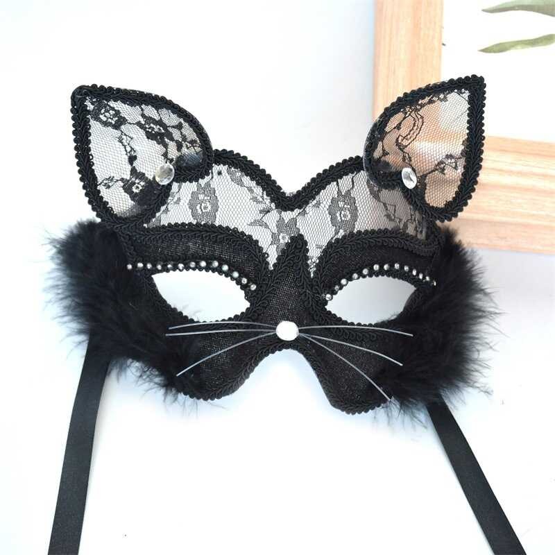 Masquerade Lace y Female Cat ce Mask Male PVC Black Animal | Shopee ...