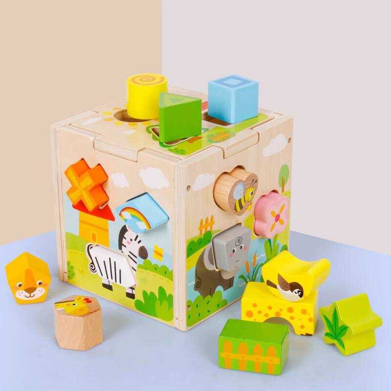 Children's Wooden Shape Pattern Matching Blocks Fun Multifunctional ...