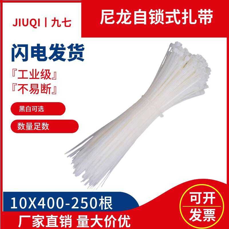 Cable 10X400mm White Nylon Self-Locking Wire Ties Ribbon Binding Fixing ...