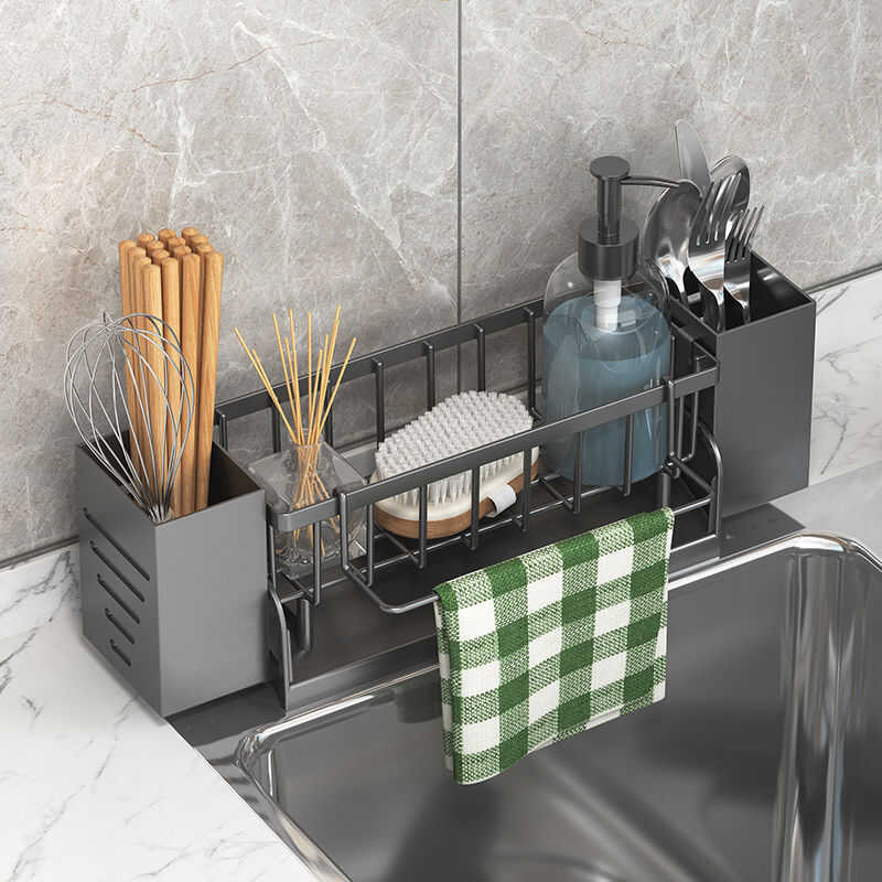 Kitchen Storage Rack With Chopstick Drying Rack, Dishcloth Storage ...