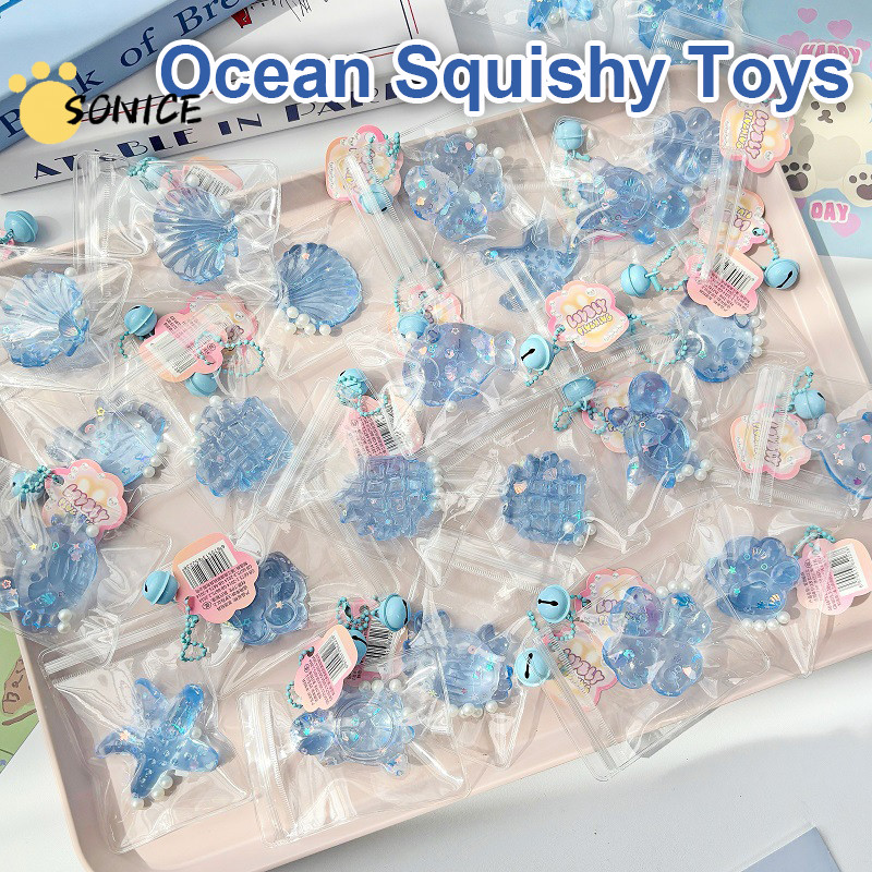Soft Squishy Shell Toy Blue Ocean Series DIY Squeeze Toy Shell Slow ...