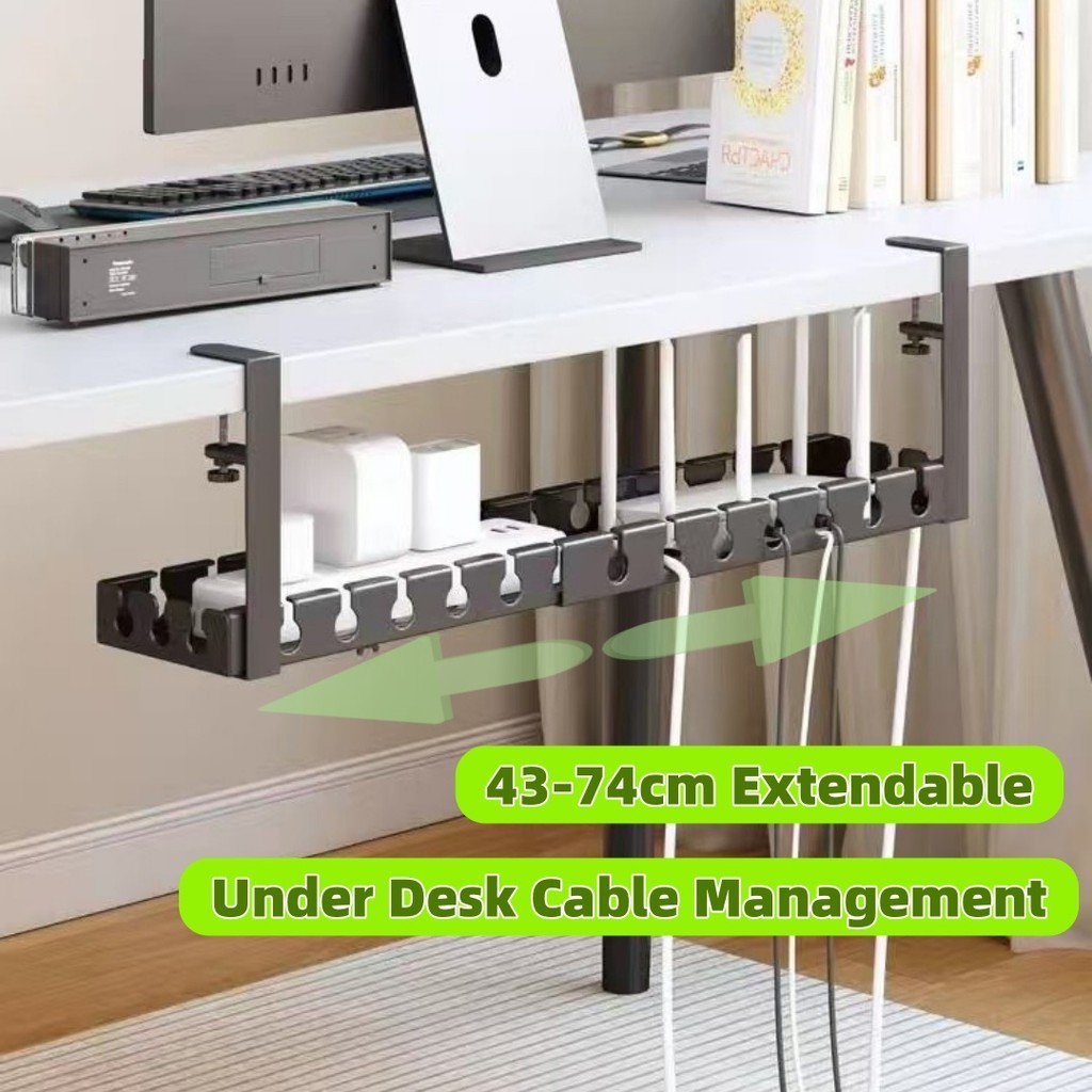 Extendable Under Desk Cable Management Tray Desk Bottom Socket Holder ...